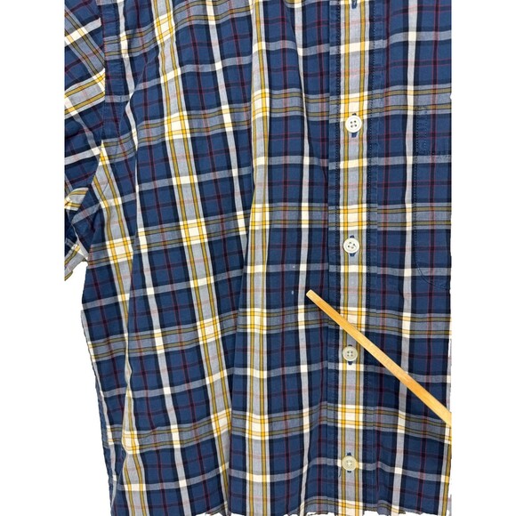 Abercrombie & Fitch Muscle Shirt Button Up Blue Plaid Short Sleeve Mens Size L - Picture 4 of 12